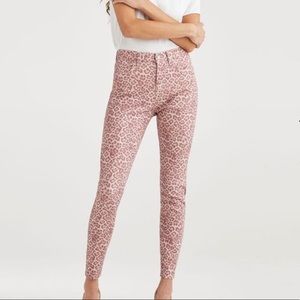 7FAM High Waist Ankle Skinny Jeans in Rose Leopard
